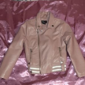 Girls Mauve faux leather moto jacket